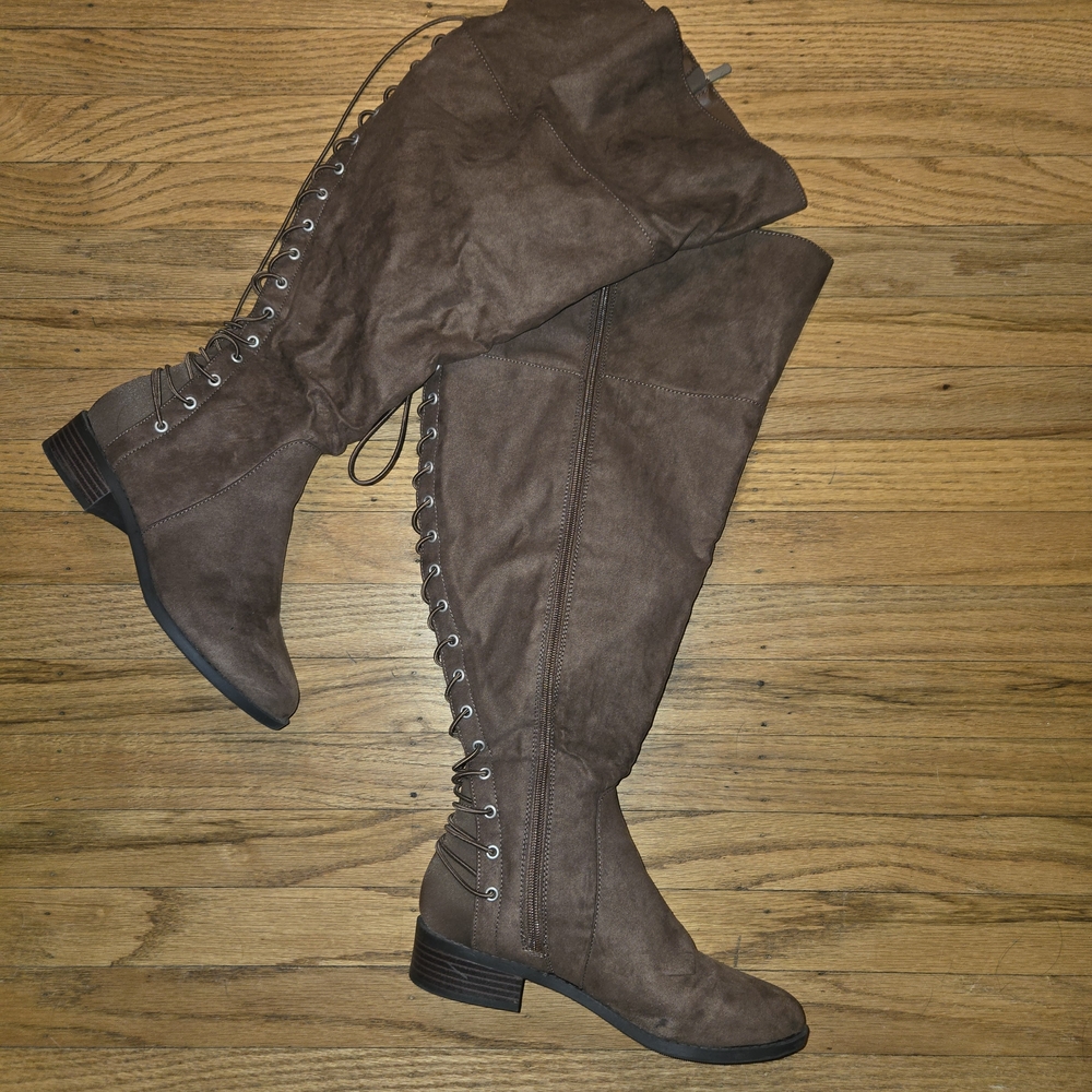 Torrid Taupe Over-the-Knee Lace-Up Boots